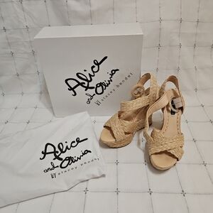 Alice + Olivia Josiey Woven Wedge Sandals Sz 8/38